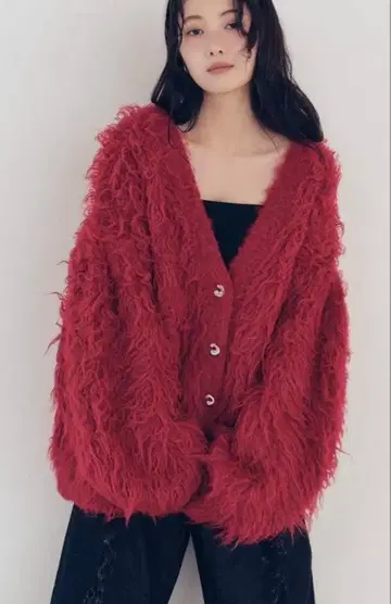 Andequal unique button knit cardigan red