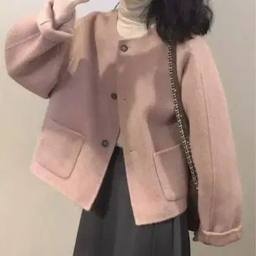 노카라 자켓 핑크