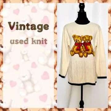 곰 패턴 니트 스웨터 테디베어 가을/겨울 개성있는 루즈핏 실루엣 레트로