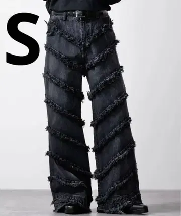 CLEL 하드 프린지 데님 팬츠 블랙 S