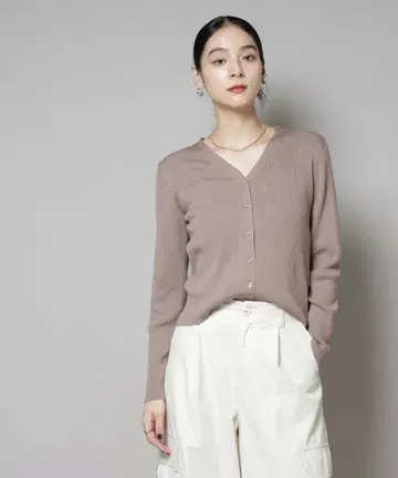 나노 유니버스*CICA&UV컷 가공 V넥 리브 가디건 모카 S
