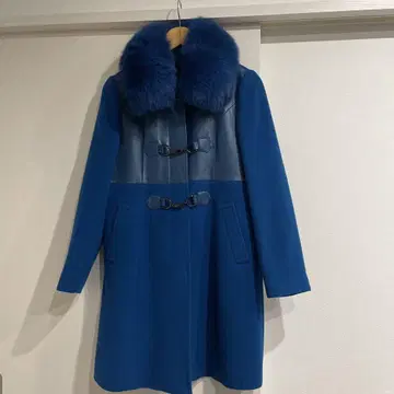 퍼 달린 파랑 울 가죽 코트