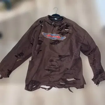 gotcha 데미지 가공 브라운 후드티