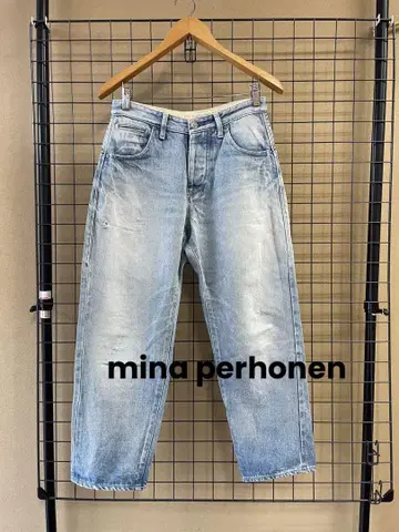 mina perhonen always 코튼 린넨 데님 팬츠 청바지