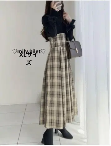 mily bilet 플레어 슬리브 플리츠 블라우스 도킹 원피스 XL