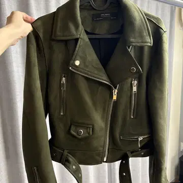 ZARA BASIC 카키 라이더 자켓 M