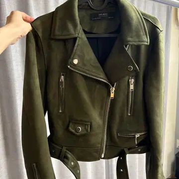 [ 초특가 할인 ] ZARA BASIC 카키 라이더 자켓 M