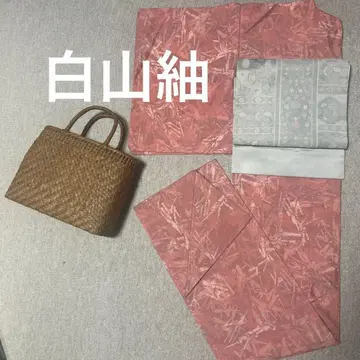 하쿠잔츠무기 순수 실크 기모노 츠무기 직조