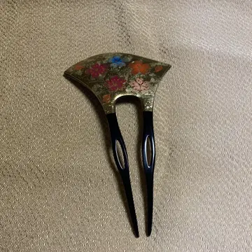 꽃무늬 금박 부채꼴 헤어콤