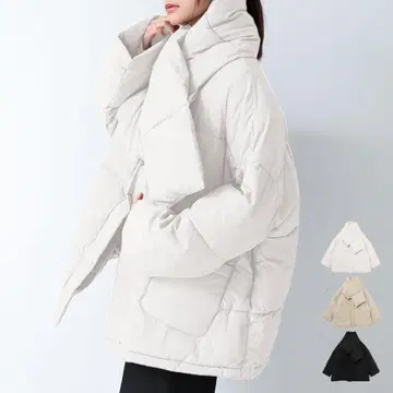 머플러 달린 다운 다운코트