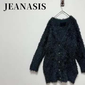 JEANASIS 울 혼방 샤기 니트 가디건 긴팔 V넥 그레이 계열