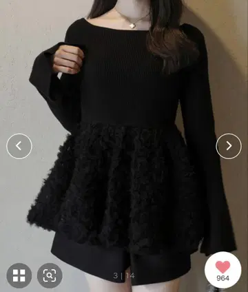 junoah 튤 페플럼 도킹 니트 블랙 rara 콜라보