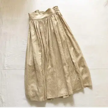 vrai 린넨 개더 스커트 블랙 염색