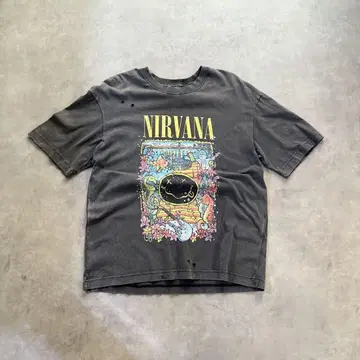 Zara NIRVANA 콜라보 T셔츠 데미지 가공 구제 의류