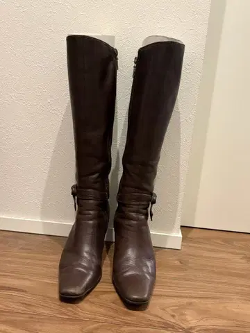 미쉘클랑 24cm 다크 브라운 가죽 롱 부츠