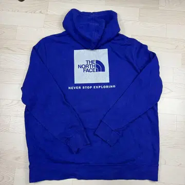 THE NORTH FACE 후드티 XXL 블루 속기모 로고 프린트