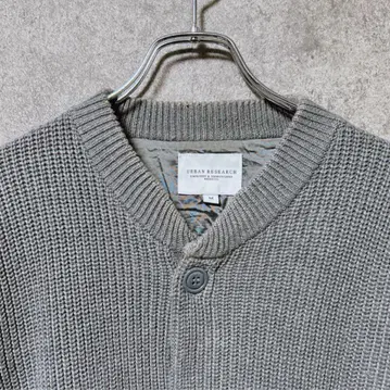 어반 리서치 / 가디건 긴팔 코튼 아제 편직 그레이 M