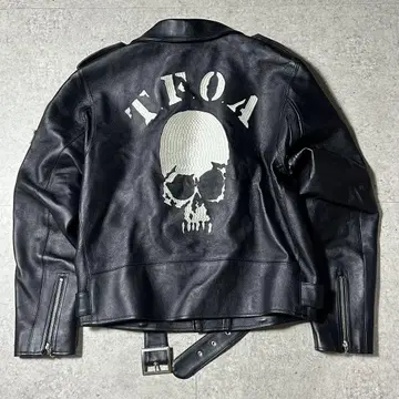 크로우즈 워스트 소가죽 가죽 자켓 42 블랙 자수 TFOA
