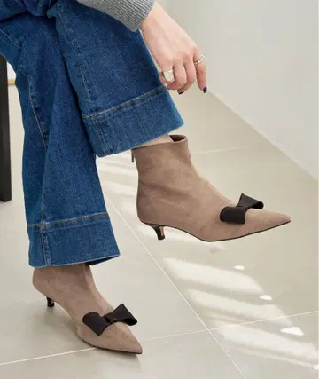 LE TALON 4cm 리본 숏부츠
