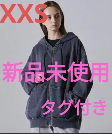 [ CLEL ] 헤비 웨이트 로고 자수 풀 집업 후드티 블루 XXS