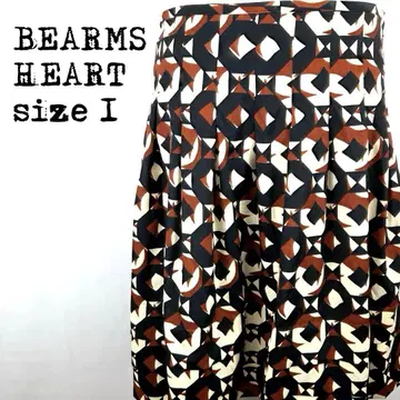BEARMS HEART 빔즈 기하학 패턴 플레어 스커트 레트로 모던