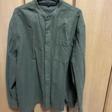 올리브 그린 XL 플란넬 셔츠 버튼 포함