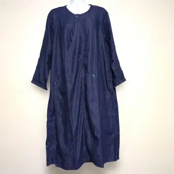 주카 데님 노카라 롱 원피스