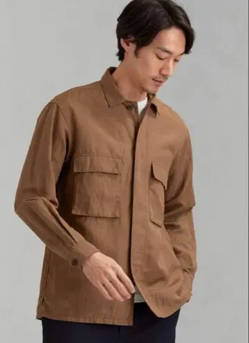 린넨 BDU 자켓 유나이티드 애로우즈 L MOCA 브라운