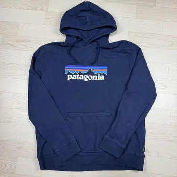 Patagonia 후드티 XL 네이비 로고 프린트