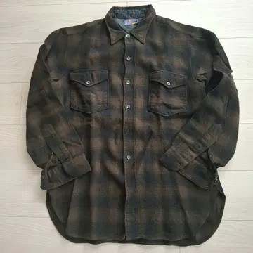 Pendleton 브라운 체크 무늬 플란넬 셔츠 50s