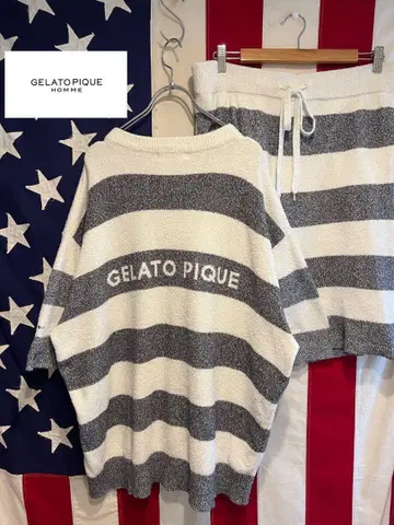 GELATO PIQUE 스트라이프 룸웨어 남성용 L 새상품 택 포함