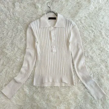 새상품급 캐빈 2021년 코튼 캐시미어 리브 폴로 칼라 풀오버