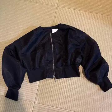 AMELY 더블 지퍼 시어 블루종 블랙