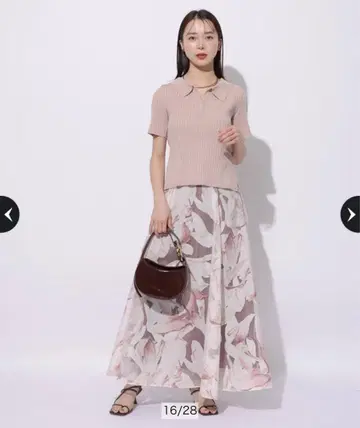 마이 스트라다 폴로 리브 니트 핑크 베이지