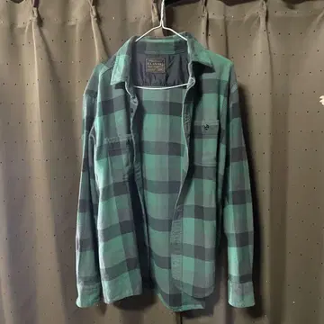 플란넬 셔츠 XL 그린과 블랙 체크