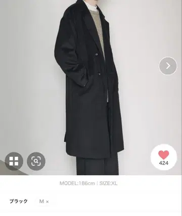 CHTY 비버 멜톤 롱 체스터 코트 블랙 M