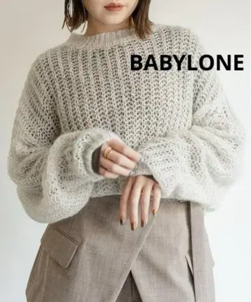 BABYLONE 바빌론 라메 모헤어 시어 니트 F 실버 긴팔 니트