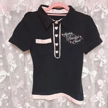 Tralala 하트 버튼 피케 셔츠 블랙 핑크 트랄랄라