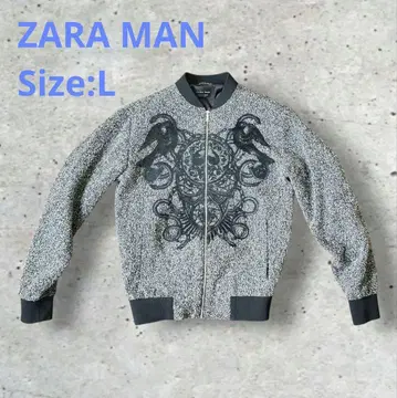 ZARA MAN 자라맨 스컬 자수 지퍼 자켓 그레이 계열 M