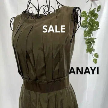 ANAYI 아나이 38 M 원피스 플리츠 슬리브리스 카키
