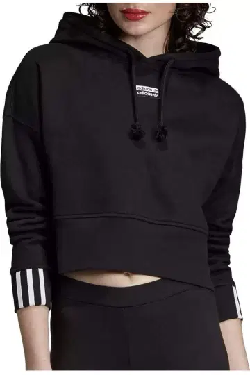 adidas 블랙 크롭 후디