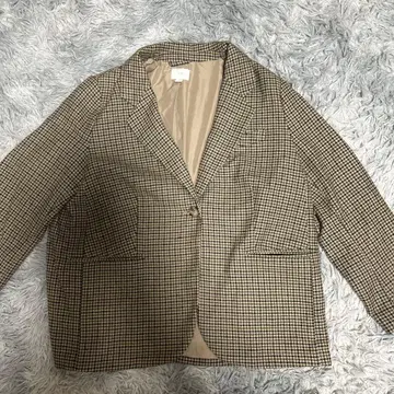 H&M 체크 무늬 자켓 L 사이즈 베이지 계열
