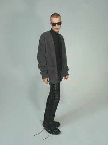 존 로렌스 설리번 오버 사이즈 퍼 니트 가디건