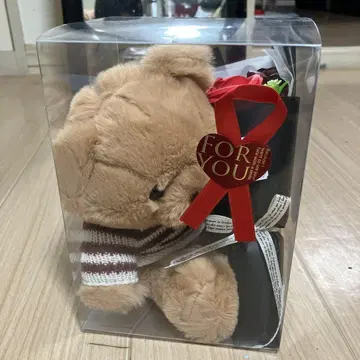 미사용 새상품! 곰 봉제 인형과 비누 플라워