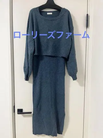 [ LOWRYSFARM ] 니트 긴팔 셋업 네이비 프리 사이즈