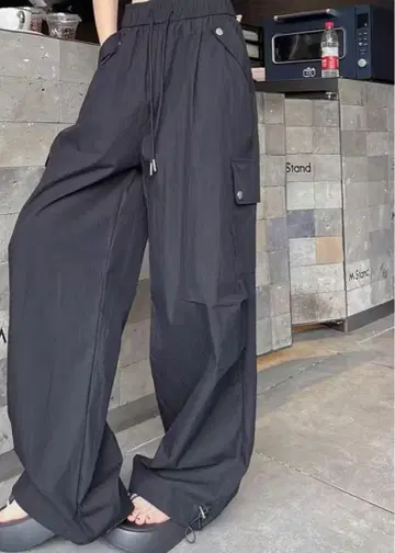 블랙 워크 팬츠 카고 팬츠