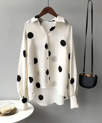MAISON BREEZE 도트 무늬 긴팔 셔츠