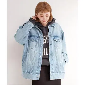 베이스 스톡 듀주르 오버 사이즈 데님 자켓 라이트 블루