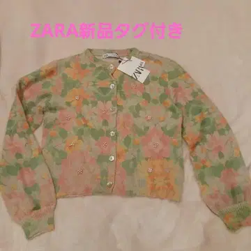 택 포함 새상품 ZARA 자라 꽃무늬 가디건 펄 상의 M