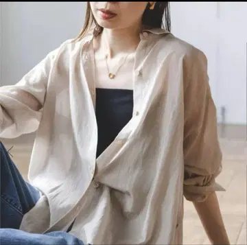 [ 착용 2회 ] NOBLE 실키 코튼 뉘앙스 컬러 셔츠 베이지